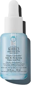 Kiehl's Clearly Corrective Daily Re-Texturizing Triple Acid Peel Serum, Gentle Exfoliating Facial Peel, Smoothes Texture, Primes Skin, with Salicylic Acid, Glycolic Acid, Lactic Acid - 1 fl oz