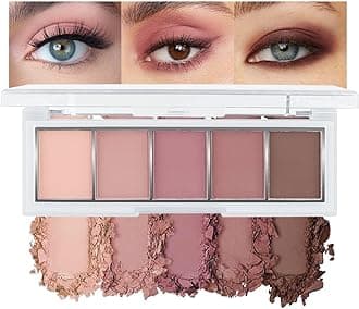 Mini 5-Color Matte Rose Nude Eyeshadow Palette – Dusty Rose, Mauve Pink & Cocoa Brown Neutral Matte Eye Shadow, High Pigment Blendable Long-Lasting Soft Glam Pink Brown Makeup for Daily Natural Looks