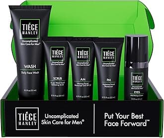 Tiege Hanley Men's Skin Care System Level 2 | Five Amazing Products Including Face Wash, Morning & Bedtime Moisturizer, Exfoliating Scrub & Eye Cream | Look and Feel Amazing Every Day, It's Simple