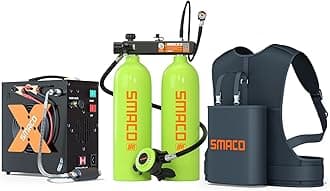 SMACO Mini Scuba Tank 3.8L Scuba Diving Tank (Assembled by Two 1.9L Cylinders) for Shallow Water Diving Support Breath Portable Scuba Tank Kit for Diving Entertainment