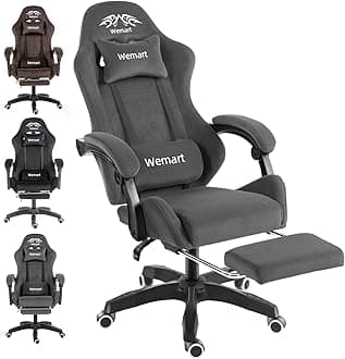 Wemart Velvet Gaming Chair, Adjustable Computer Chairs Office Chair Velvet High Back with Padded Armrests Headrest, Adjustable Height and Swivel WheelsErgonomic Design Lumbar Support(GRER RB)