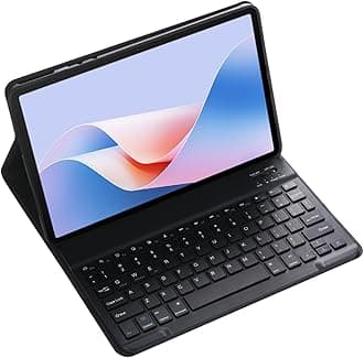 Magnetic Detachable Wireless Keyboard & Mouse Combo with Leather Cover for Huawei MatePad M6 8.4-inch Tablet Full Wrapped Protection Keyboard Case (Black,Normal)