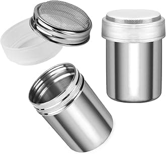 Accmor Stainless Steel Powder Shakers, Powder Shaker with Lid,Chocolate Shaker, Sifter for Sugar Pepper Powder Cocoa Flour, 2 Pcs