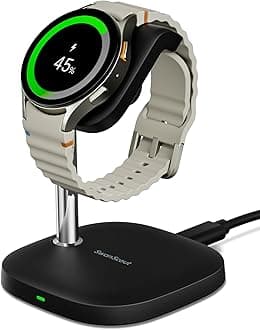 Charging Stand for Samsung Galaxy Watch, Charger Dock for Galaxy Watch Ultra(2025)/8/8 Classic/7/Ultra/6/6 Classic/5/5 Pro/4/3/Active 2, SwanScout 505S (Black)