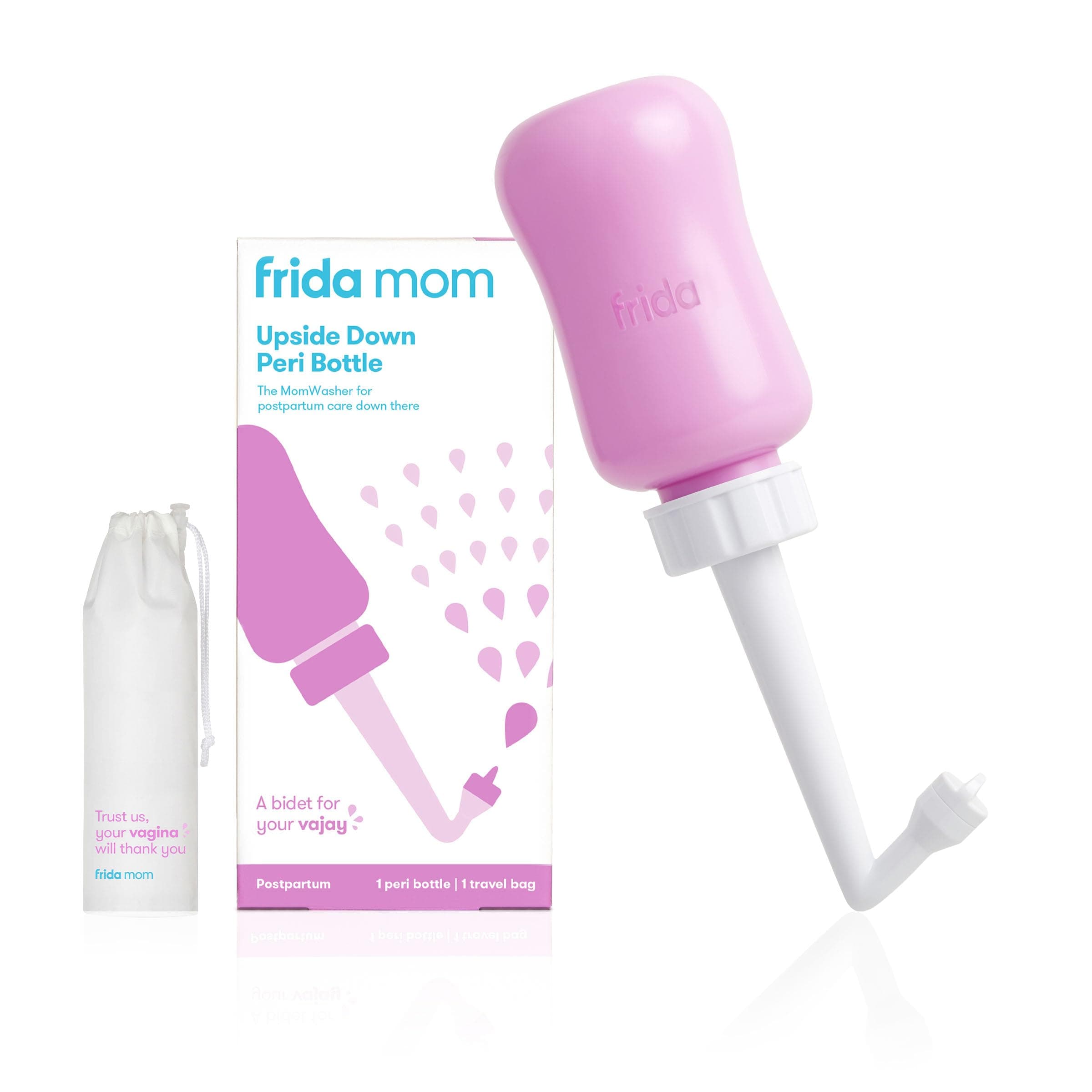 Frida Mom Postpartum Peri Bottle | Easy Squeeze | Upside Down Design | Postbirth Comfort | Ideal for Postpartum Recovery | 10oz | Portable Travel Bag Included