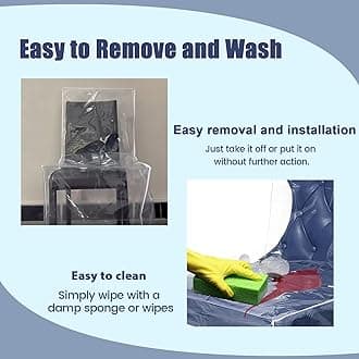 Plastic Dining Chair Covers Clear PVC Dining Chair Seat Covers Waterproof Chair Protector Dustproof Cat Scratch High Back Dining Chair Slipcovers Seat Chair Protector for Home Kitchen Bedroom (6)