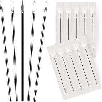 BodyJ4You 10PC Piercing Needles 14G - Sterile Disposable Sharp Surgical Stainless Steel - Nose Septum Ear Tragus Helix Labret Nipple Lip Navel