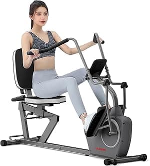 VANSWE Recumbent Exercise Bike with Arm Exerciser for Seniors Adults Home Training - Elliptical Stationary Bikes for Home with Magnetic Resistance, Free App, Bluetooth Connectivity and Pulse Sensor