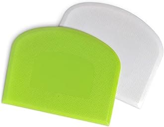 ALLTOP Bowl Spatula & Bench Scraper,Flexible Plastic Multipurpose Kitchen Pastry Cutter Tool,Food Scrappers for Bread Dough Baking Cake Fondant Icing,Set of 2 Pieces - White,Green