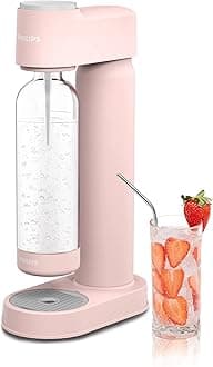 Philips Sparkling Water Maker Soda Maker Machine for Home Carbonating with BPA free PET 1L Carbonating Bottle, Compatible with Any Screw-in 60L CO2 Exchange Carbonator(NOT Included), Pink Plastic