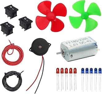 Electronic Spices -Electronic Projects Starter Kit for little enginners - fan blade, motor, buzzer, all colour 5MM LED, and wire
