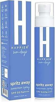 Happier Sunscreen Spray SPF 50 PA++++ | Hydrating Sunscreen Spray for Face & Body | Water Resistant, Broad Spectrum, Non-greasy, No White Cast, Lightweight, Long-lasting Protection for All Skin Types