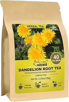 FullChea - Dandelion Root Tea Bags, 40 Teabags, 2.5g/bag - Premium Roasted Dandelion Root - Non-GMO - Caffeine-free - Detox Herbal Tea - Helps Improve Digestion & Immune System