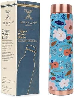 Discover Ayurvedic Benefits Pure Copper Water Bottle - Multi Colored Design, Leak Proof (950ml)