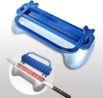 Ultimate Kebab Maker: Heavy-Duty Aluminum with Food-Grade Teflon for Optimal Hygiene User-Friendly Skewer Machine Craft Easy Professional-Looking Kebabs Essential Grilling Tool (Blue-Silver Harmony)