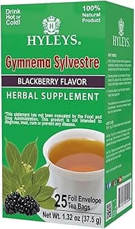 Hyleys Gymnema Sylvestre with Green Tea - Blackberry Flavor - 25 Tea Bags (12 Pack - 300 Tea Bags Total)