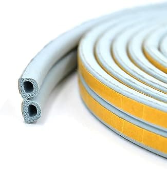 12M Door Seal Rubber Weather Strip Foam Tape, D Type Self-Adhesive Weather Stripping for Keeping Bugs, Air, Draft, Dust and Noise Out, Door Draft for Door Bottom and Window, Grey
