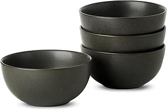 - Cereal Bowls, 24 oz Soup Bowls Set of 4, Ceramic Bowls Set for Salad, Fruit, Breakfast, Dessert, Stoneware Bowls for Kitchen, Dishwasher & Microwave Safe, Matte Black
