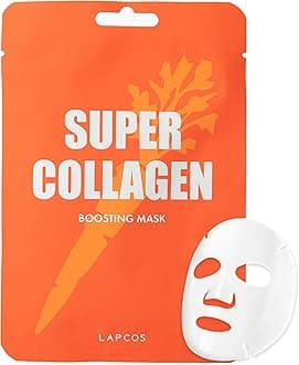 Super Collagen Sheet Mask – Hydrating Face Masks w/Peptide Complex, Vegan Collagen, Niacinamide & Hyaluronic Acid – Revitalizing & Firming Korean Skincare Paraben-Free, Cruelty-Free (10 Pack)