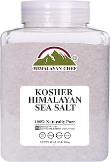 Kosher Sea Salt – Full Flavor, No Additives, unrefined and Less Sodium - Natural and Organic - 5 Pound Plastic Jar, Kosher & Non GMO Certified