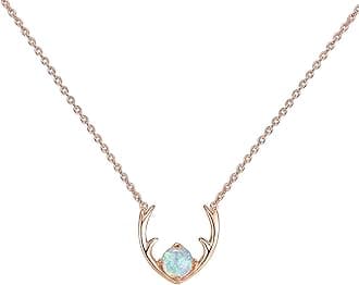 14K Gold Plated Opal Pendant Necklaces for Women | Created Opal Cubic Zirconia Dainty Necklace | Butterfly Round Triangle Antler Bar Pendants
