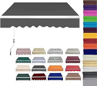 Retractable Patio Awning Replacement Fabric (Without Frame) Waterproof Shade Sun Shade Awning Cover Outdoor Patio Canopy Sunsetter Deck Awnings Polyester(H,(13x10ft) 4x3m)