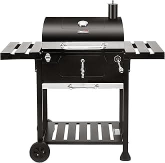 Royal GourmetCD1824EN 24-Inch Movable Charcoal Grill with Foldable Side Tables, Outdoor Barbecue Grill with 490 Sq. In. Cooking Area for Outdoor Picnic and Camping Grilling, Black
