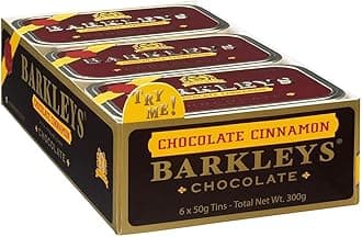 Barkleys Gourmet Chocolate & Cinnamon Breath Mints - Strong Chocolate Cinnamon Flavor for Party, After Dinner, Wedding, Every Day Use-Vegan Mints In Reusable Classic Travel Tins, 6 Pack - 50 Count Each