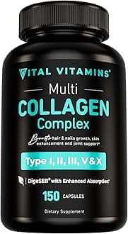 Vital Vitamins Multi Collagen for Women & Men - Type I, II, III, V, X - Grass Fed, Non-GMO - 150 Capsules
