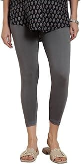 Viscose Elastane Stretch Leggings for Women | Mid Rise Skinny Fit, High Ankle & 7/8 Cropped Length Active Legging