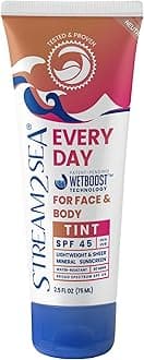 SPF 45 Every Day Tint Mineral Sunscreen | 2.5 Fl Oz Biodegradable, Paraben Free & Reef Safe | Non-Greasy Tinted Sunscreen For Face & Body Protection Against UVA & UVB