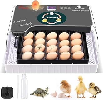 12-Egg Incubator for Hatching Eggs with Automatic Egg Turning and Humidity Control - ABS Material, LED Egg Check, Turbo Fan, Auto Water Adding for Duck Goose Quail Parrot Turkey