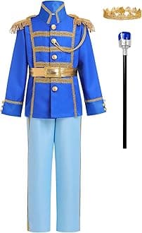 Prince Costume for Boys Medieval Royal Prince Jacket Pants Crown Birthday Party King Halloween Fancy Outfit