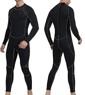 OMGear Wetsuit Men Women 3mm Neoprene Full Body UV Protection One Piece Long Sleeves Scuba Diving Suits Back Zipper Swimsuit for Scuba Diving Surf Snorkeling Swimming