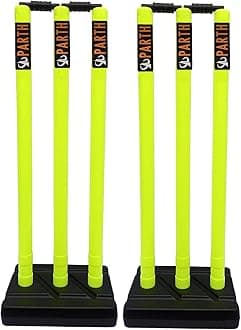 Thrifty Sports® Combo of 2 Full Size Set 32" Heavy Plastic Cricket Stump Set (Florcent)