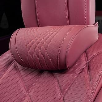 Car Headrest Memory Foam Neck Pillow for Driving with Leather Cover Soft Comfortable Seat Head Pillow Cushion for Most Cars SUV Sedan Home Office Red (1PC)