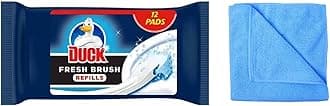 Fresh Brush Refills - 12 Flushable Cleaning Pads- -Biodegradable Toilet Bowl Cleaner (1 Pack) - with Microfibre Cleaning Cloth