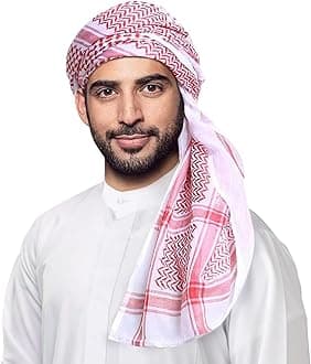 HOMELEX Keffiyeh Arab Head Scarf for Men Sheikh Muslim Turban Saudi Dubai Headwear