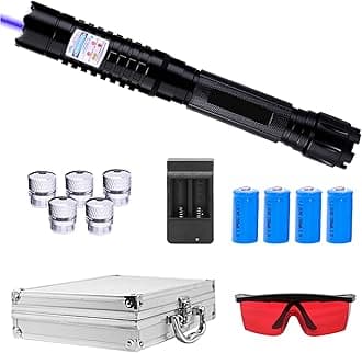 High-Bright Blue-Light Flashlight, Outdoor Equipment for Camping Hiking Fishing with Adjustable Focus and Multi Patterns