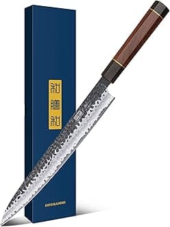 HOSHANHO Sushi Knife Japanese Sashimi Knives 10 Inch, Hand Forged High Carbon Steel Yanagiba Knife, Kitchen Chef Knives for Cutting Sushi & Sashimi, Fish Filleting