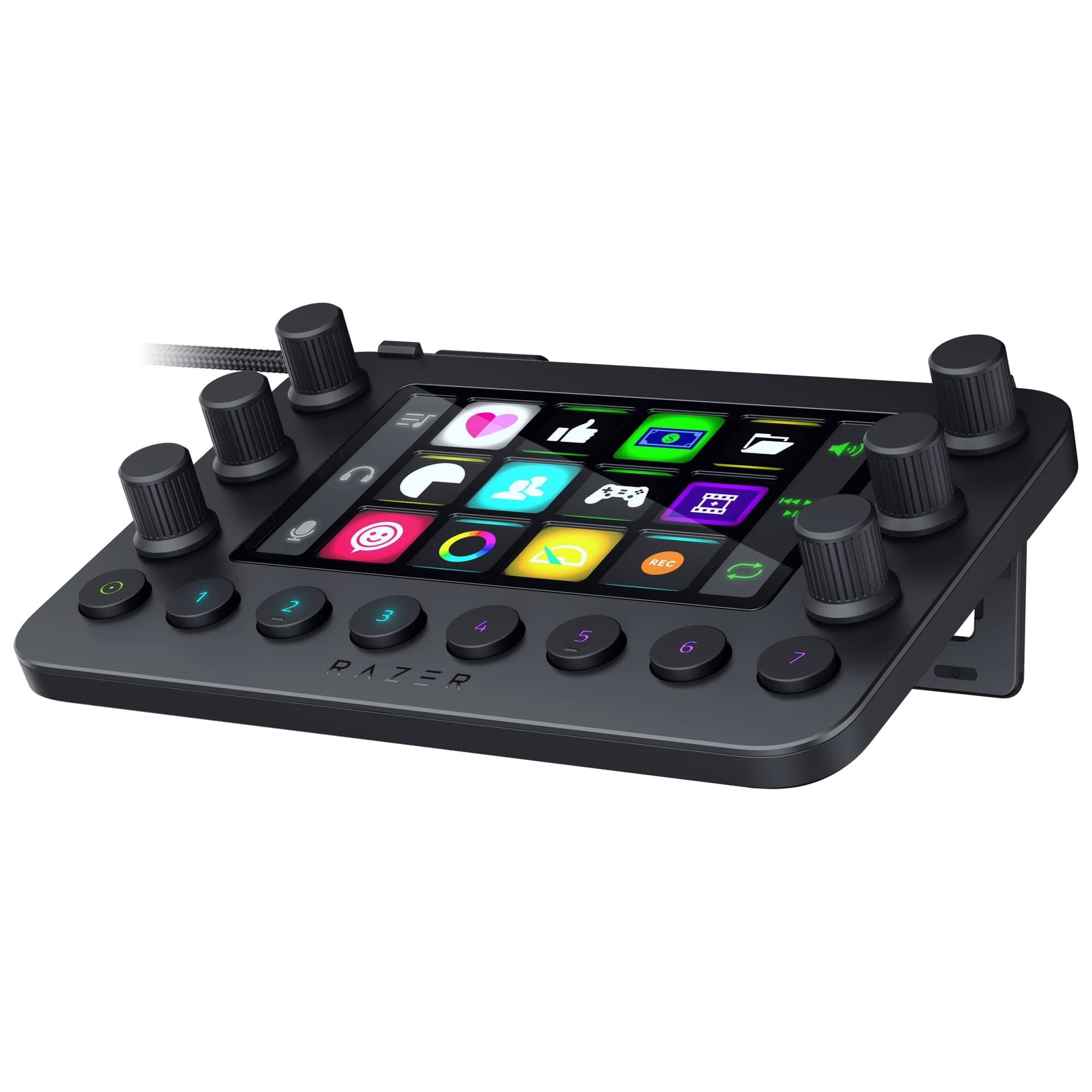 Stream Controller: All-In-One Keypad for Streaming - 12 Haptic Switchblade Keys - 6 Tactile Analog Dials - 8 Programmable Buttons - Designed for PC & Mac Compatibility