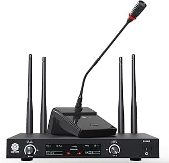 DIGIMORE UHF Wireless Desktop Gooseneck 18" Podium Microphone | 30 Channels | 300ft Long Range | XLR Output | Best for Meetings, Video Conference Microphone, Streaming Lectures (D-600)