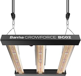 GrowForce BG02 3 x 3 LED Grow Light, 200W Full Spectrum with Dual Blue & FIR, High PPFD, Dimmable, Hanging Grow Lights for Indoor Plants 4 x 4 Coverage, 60° Lens for Uniform Illumination, ETL