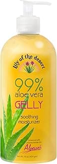 Gelly Moisturizer - 99% Organic Aloe Vera Gel for Skin, After Sun Care with Aloe, Vitamin E Oil, and Vitamin C for Sunburn Relief, 16 Fl Oz