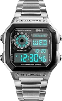 SKMEI Wrist Watch for Men, Digital Sports Waterproof Watch with Dual Time Chronograph Countdown Alarm Backlight