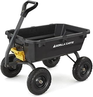 Gorilla Carts 7GCG-NF Heavy-Duty Poly Dump Garden Cart with No-Flat Tires, 7 Cubic Feet, 1200-Pound Capacity, Black, Amazon Exclusive