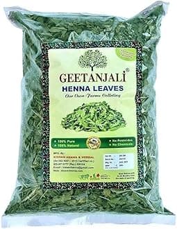 Geetanjali Henna Mehandi Leaves for Hair color and hand 100% Organic Hair Color Chemical-Free hair Colour Herbal Hair Color - 400gm