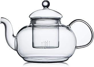 CnGlass 40.6oz/1200ml Glass Teapot with Removable Infuser,Stovetop Safe Tea Kettle,Blooming & Loose Leaf Tea Pot