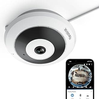 REOLINK WiFi Security Fisheye Camera, 2K+ 6MP 360° Panorama, 2.4/5GHz WiFi Indoor Wireless Security Camera, Person Motion Detection, Ceiling/Wall/Desk Mount, Supports up to 512GB microSD, FE-W (White)