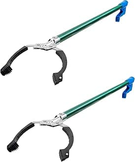 Unger Reacher Grabber Tool and Trash Picker, Anodized Aluminum, Blue, 36"